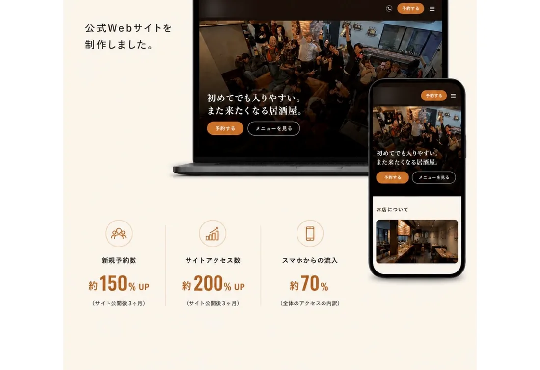 居酒屋向けサイトのデザイン例